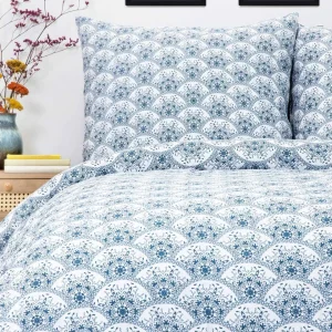 Discount Pościel Haven Bawelniana Biala W Granatowy Wzor 160X200 Cm Pościel Bawelniana